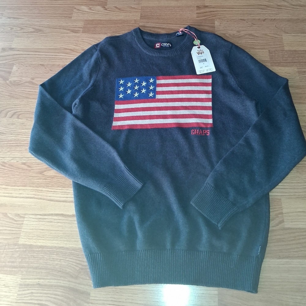 CHAPS NWT Mens Sweater, blue Crewneck, Sz M, MSRP $60 - Picture 2 of 8